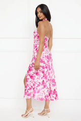 Cupid's Kiss Halter Midi Dress Pink