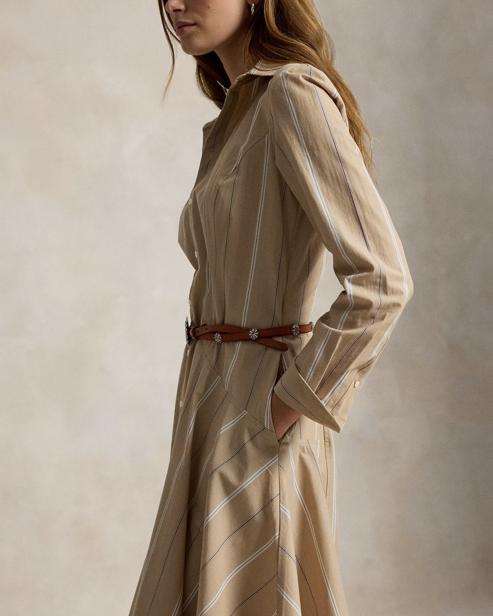 Striped Cotton Paneled Shirtdress