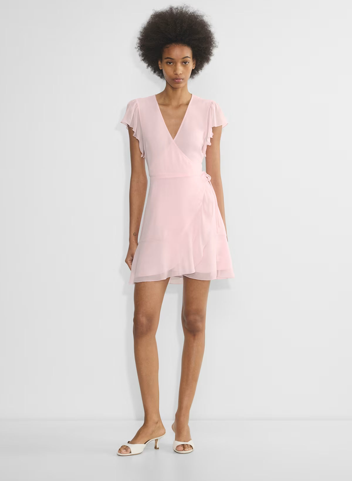 Chiffon ruffle wrap dress