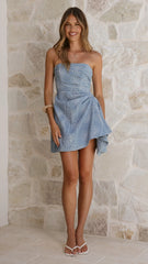 Hanae Mini Dress - Denim Flower