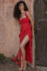 cherry ruffle maxi dress-red