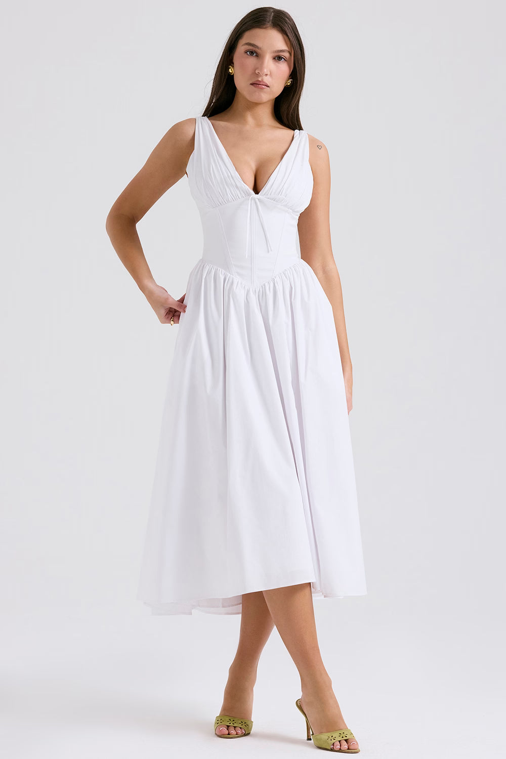 white cotton corset sundress