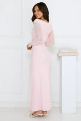 Love Chaser Mesh Long Sleeve Maxi Dress Pink