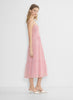 Chiffon tiered V-neck midi dress— tart pink