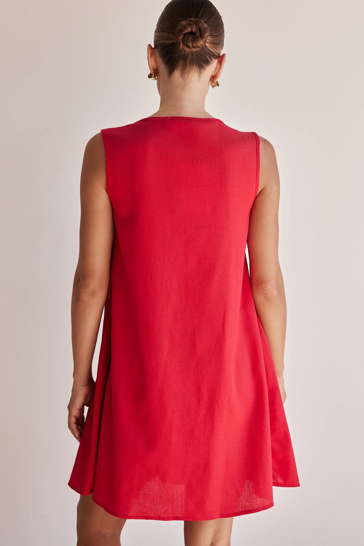Casual V-neck Tie-strap Sleeveless Mini Dress