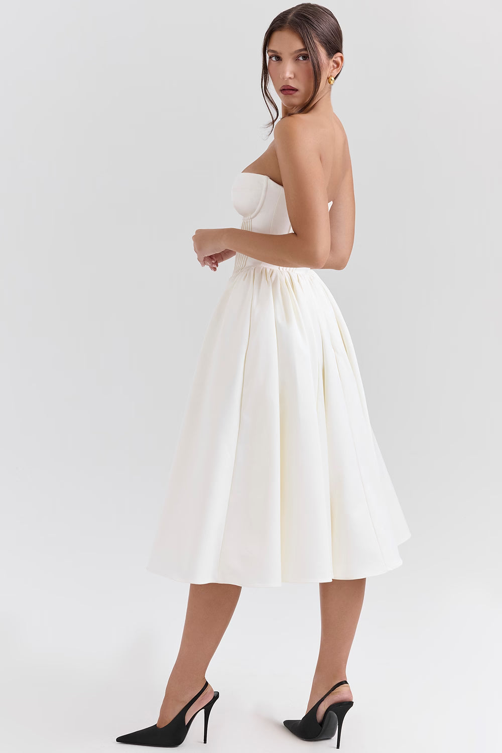 vintage ivory satin midi dress
