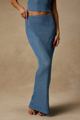 Sea Glass Blue Lurex Maxi Skirt Swim Cover-Up