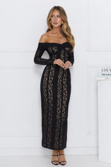 Pure Happiness Off Shoulder Lace Maxi Dress Black