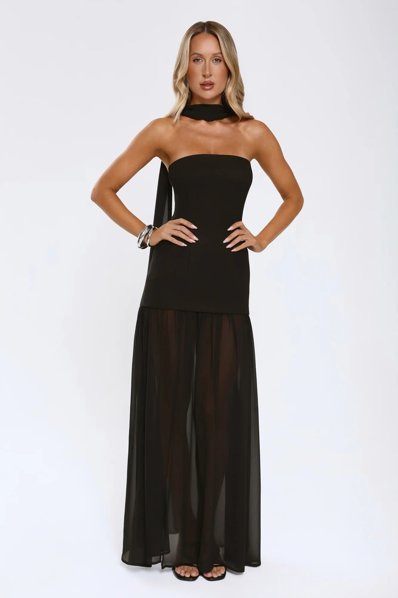 Formal Event Strapless Maxi Dress Black