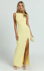 Boat Neck Bodycon Dress in Lemon