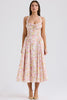pink meadow print cotton halter midi sundress