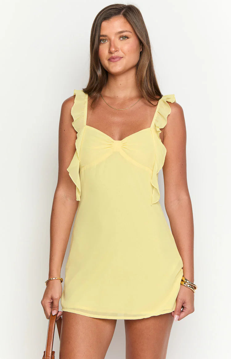 Joyce Yellow Chiffon Mini Dress