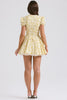buttercup vintage floral print pleated cotton mini dress