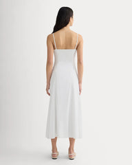 The Seamed Dress in Stretch Linen | White