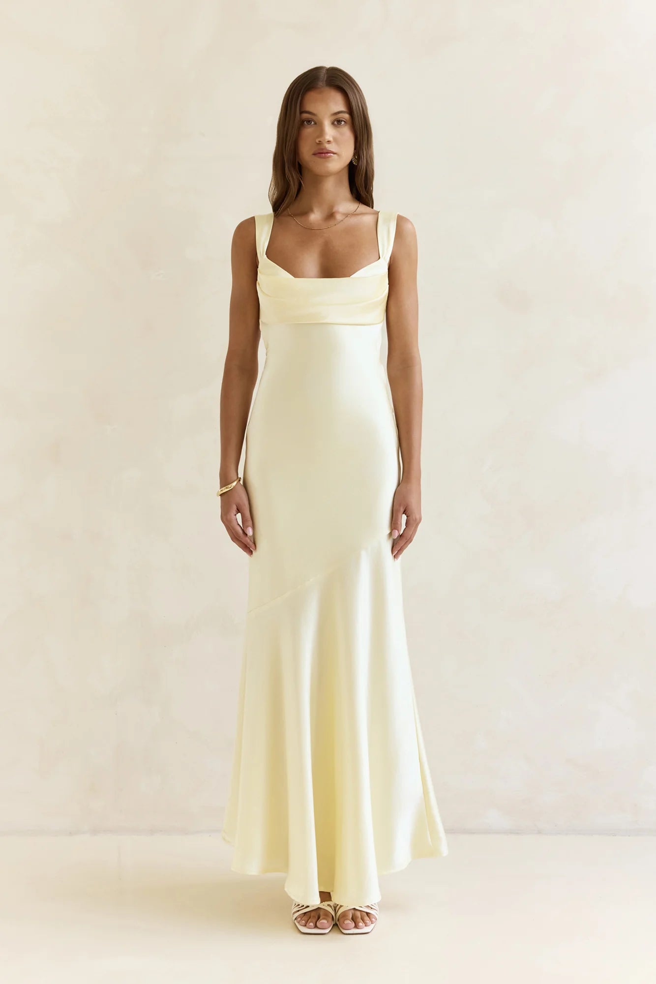 Wish From An Angel Satin Maxi Dress Yellow