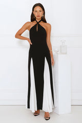 Starry Soirée Halter Maxi Dress Black