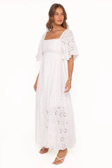 Xana Maxi Dress - White Broderie