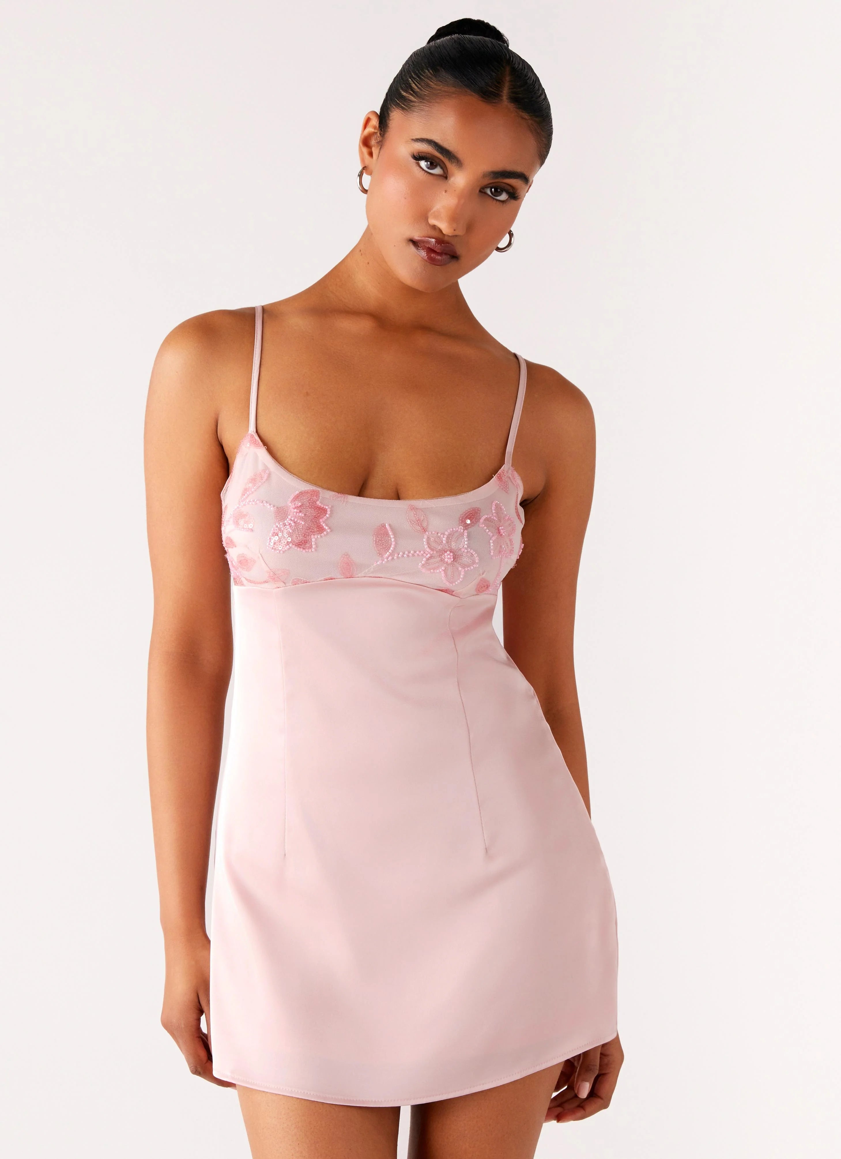 Zion Beaded Micro Mini Dress - Pink