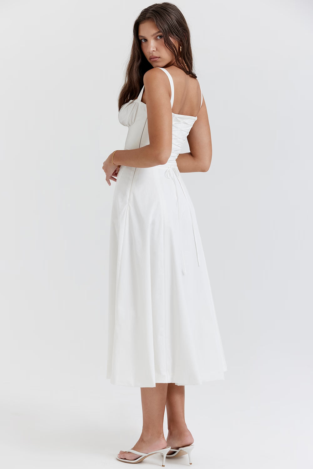 white bustier sundress