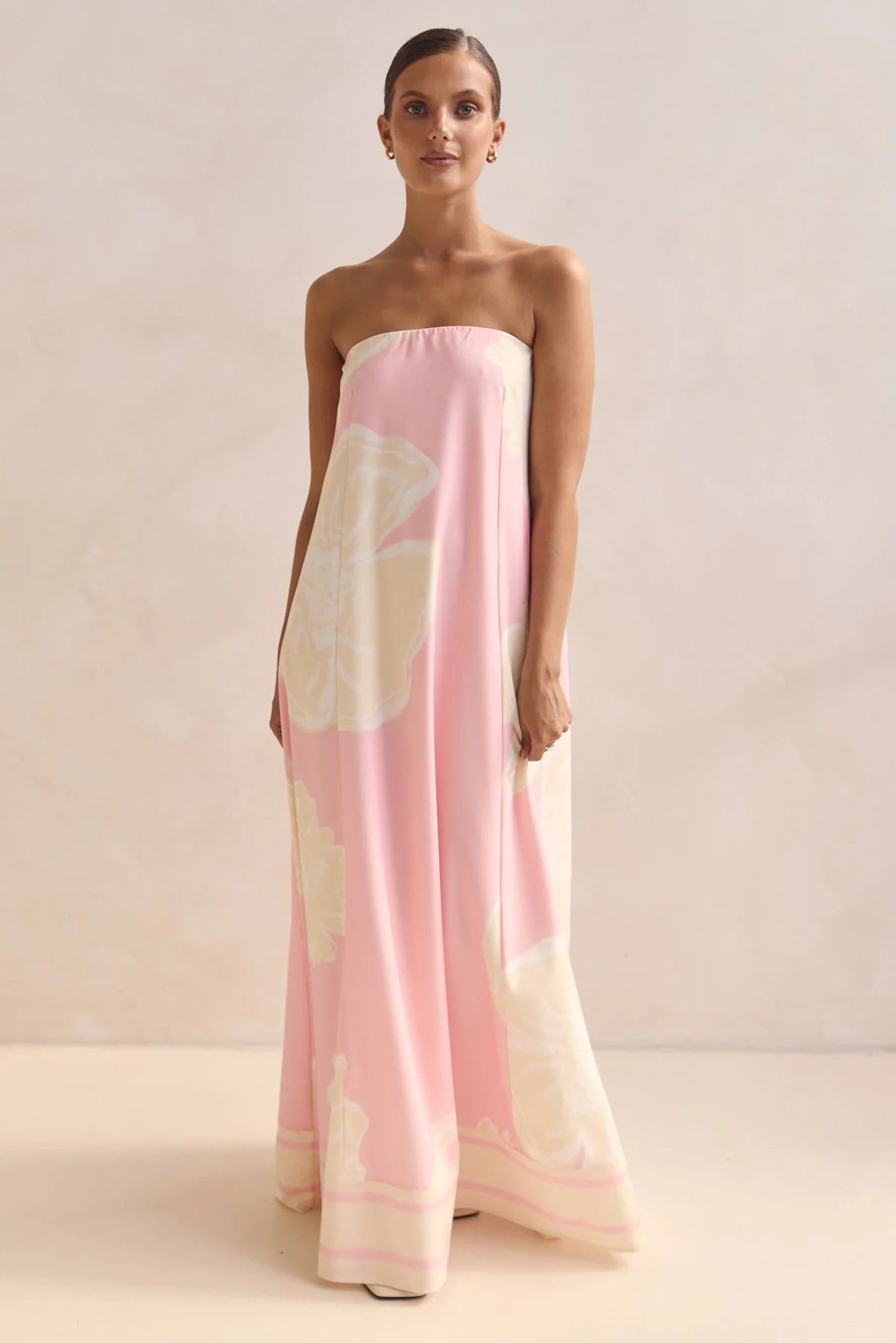 Smocked Printed Tube Maxi Dress