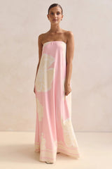 Smocked Printed Tube Maxi Dress
