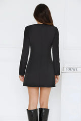 Winter Winner Long Sleeve Mini Dress Black
