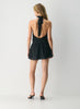 Polka-dot chiffon halterneck micro dress