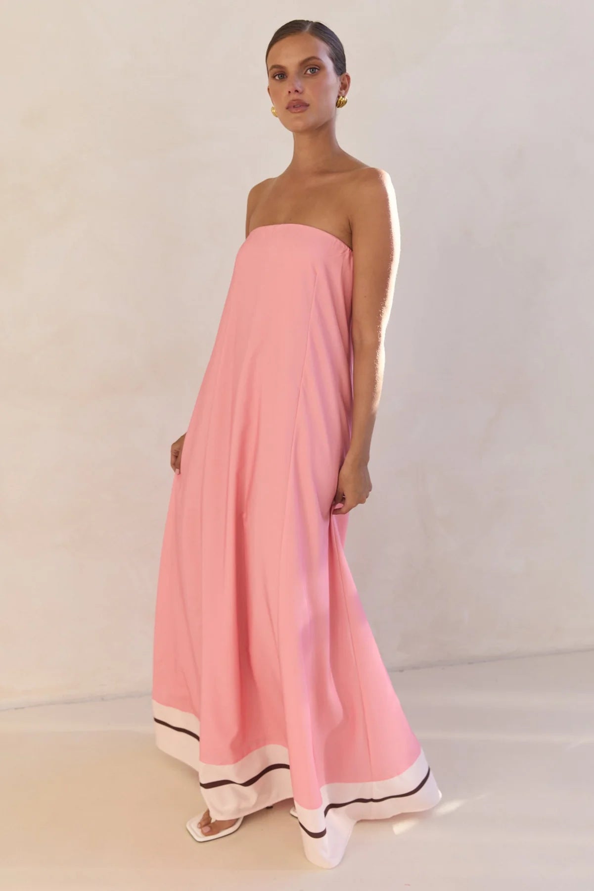 Smocked Printed Tube Maxi Dress