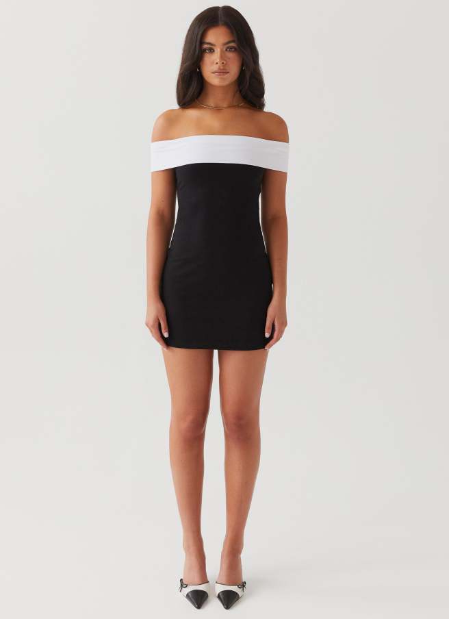 Diamonds and Pearls Mini Dress - Black