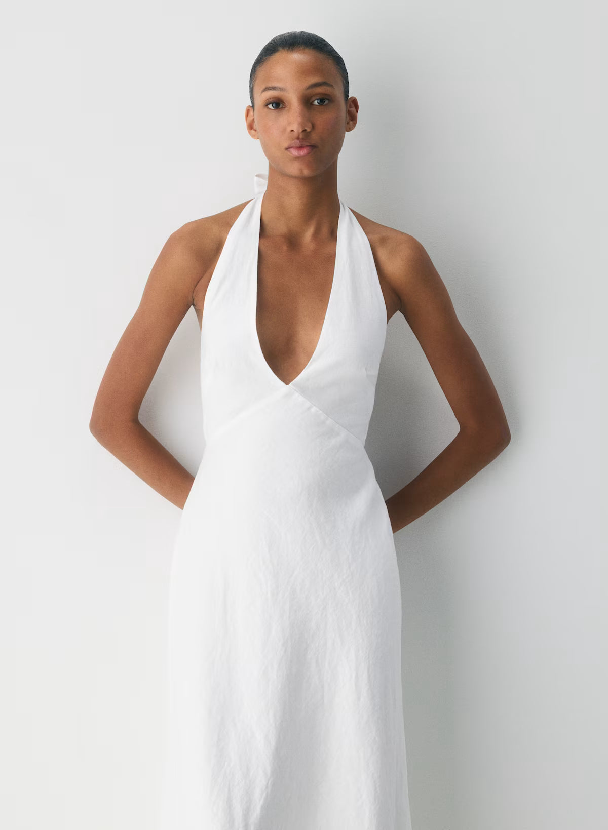 Nightscape Linen Halter Dress