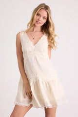 Romy Cream Lace Tiered Shift Mini Dress