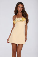 It Girl Uniform Halter Mini Dress Yellow