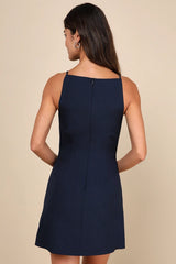 Chic Ease Navy Blue Sleeveless Mini Dress