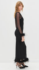 Mesh Feather Trim Dress
