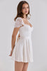 white satin + lace mini dress with detachable waist tie