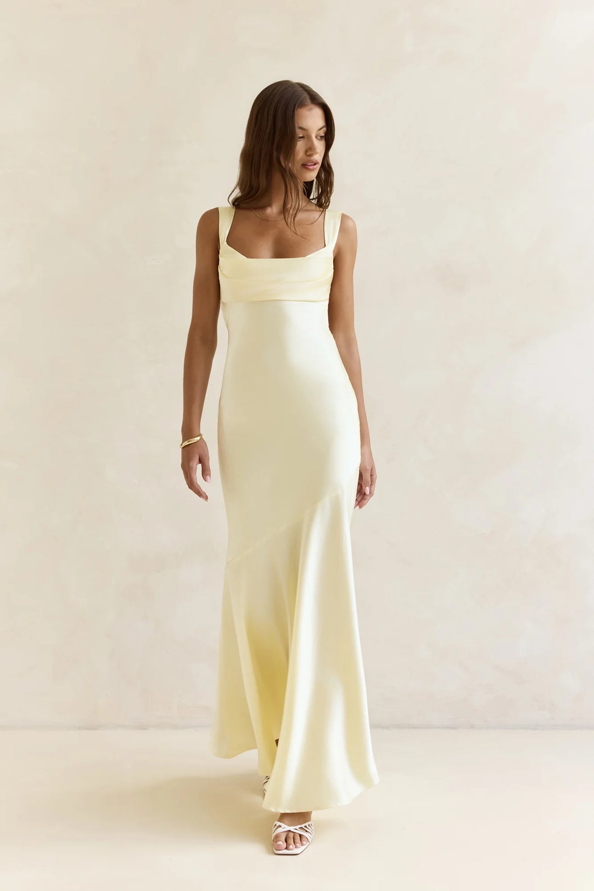 Wish From An Angel Satin Maxi Dress Yellow