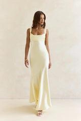 Wish From An Angel Satin Maxi Dress Yellow