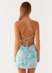 Vietta Sequin Cami Micro Mini Dress - Blue