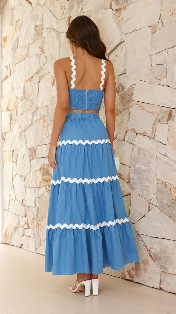 Hazel Blues® |  Contrast Trim Cami and Maxi Skirt Set