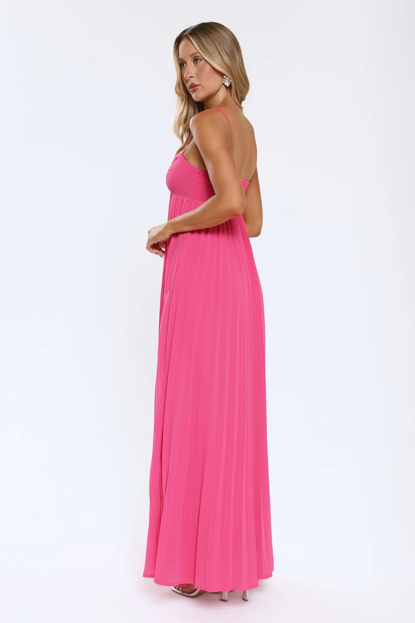 A Little Drama Strapless Maxi Dress Pink