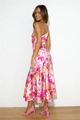 Aeris | Long asymmetrical dress with floral pattern