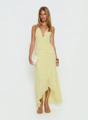 Roxine Asymmetrical Halter Maxi Dress Yellow