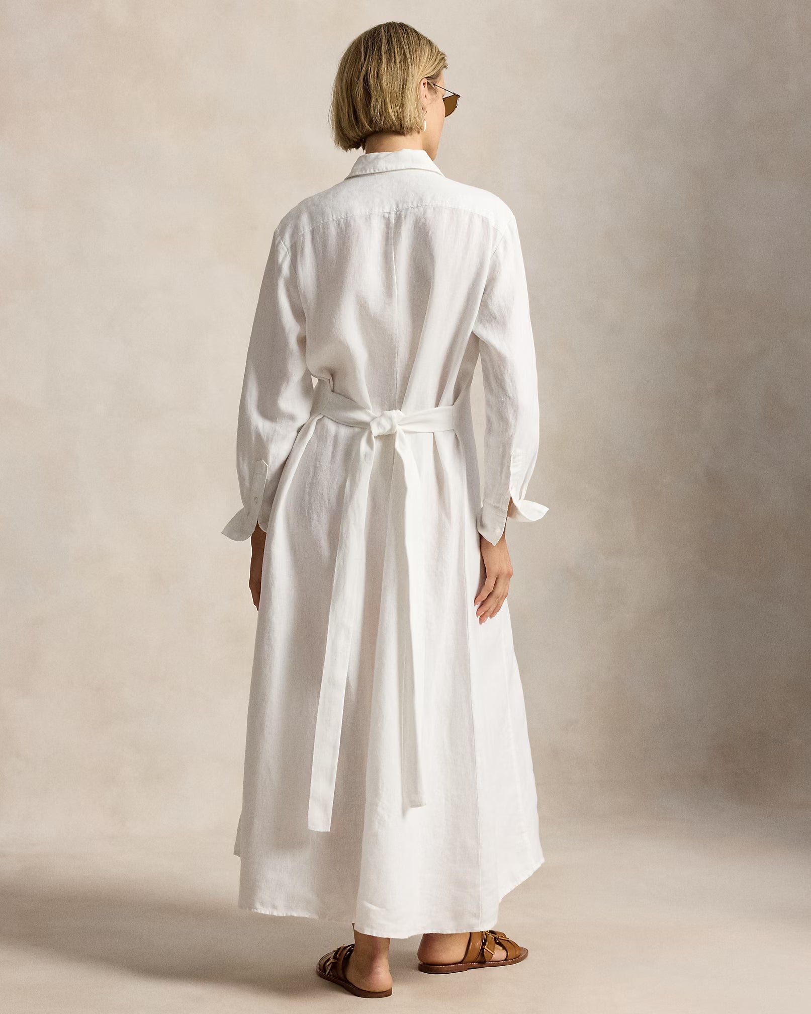 Self-Tie Linen Shirtdress