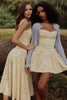 lemon floral print cotton corset mini dress