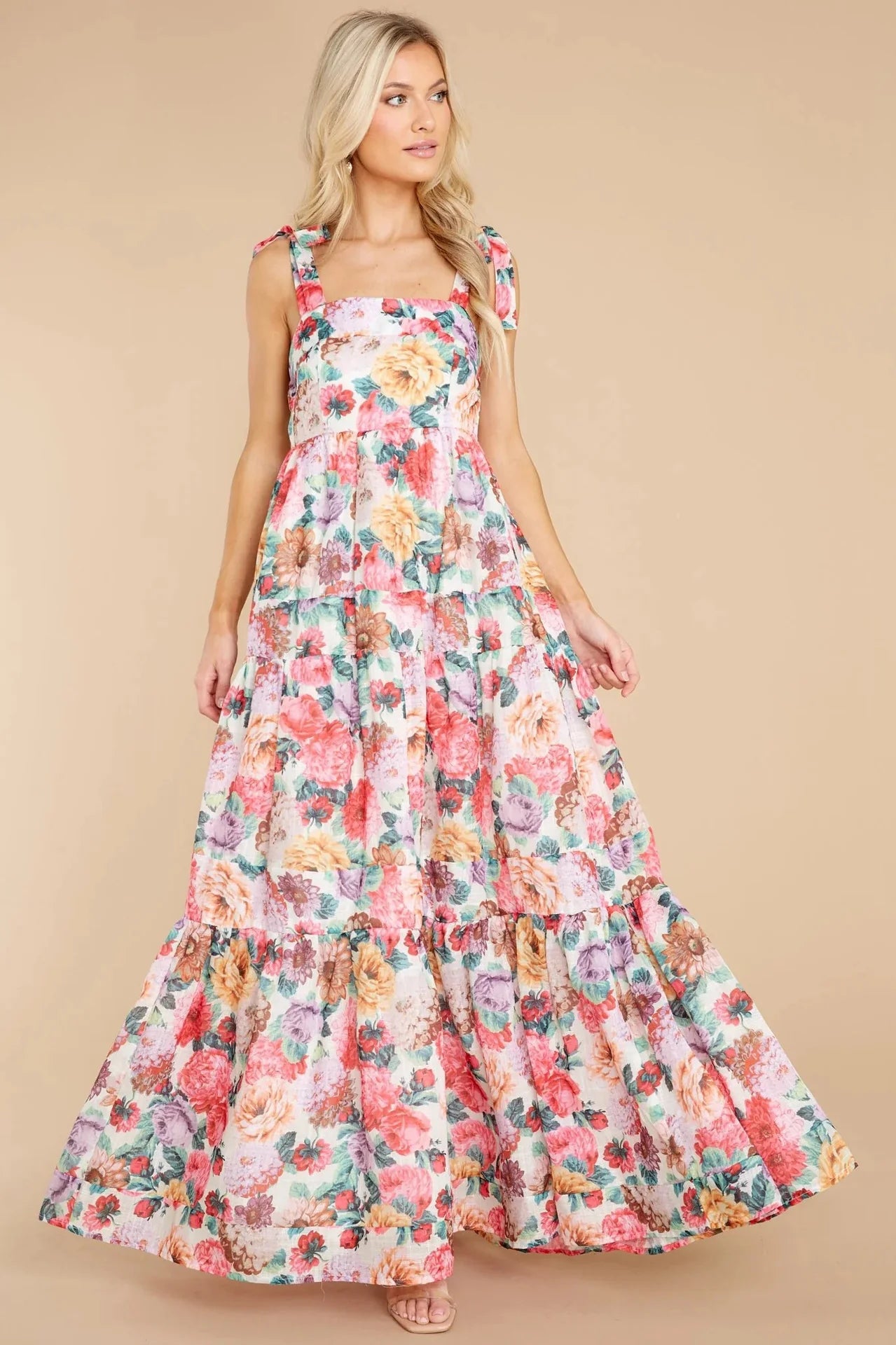 Delilah Floral Square Neck Wide Strap Maxi Dress
