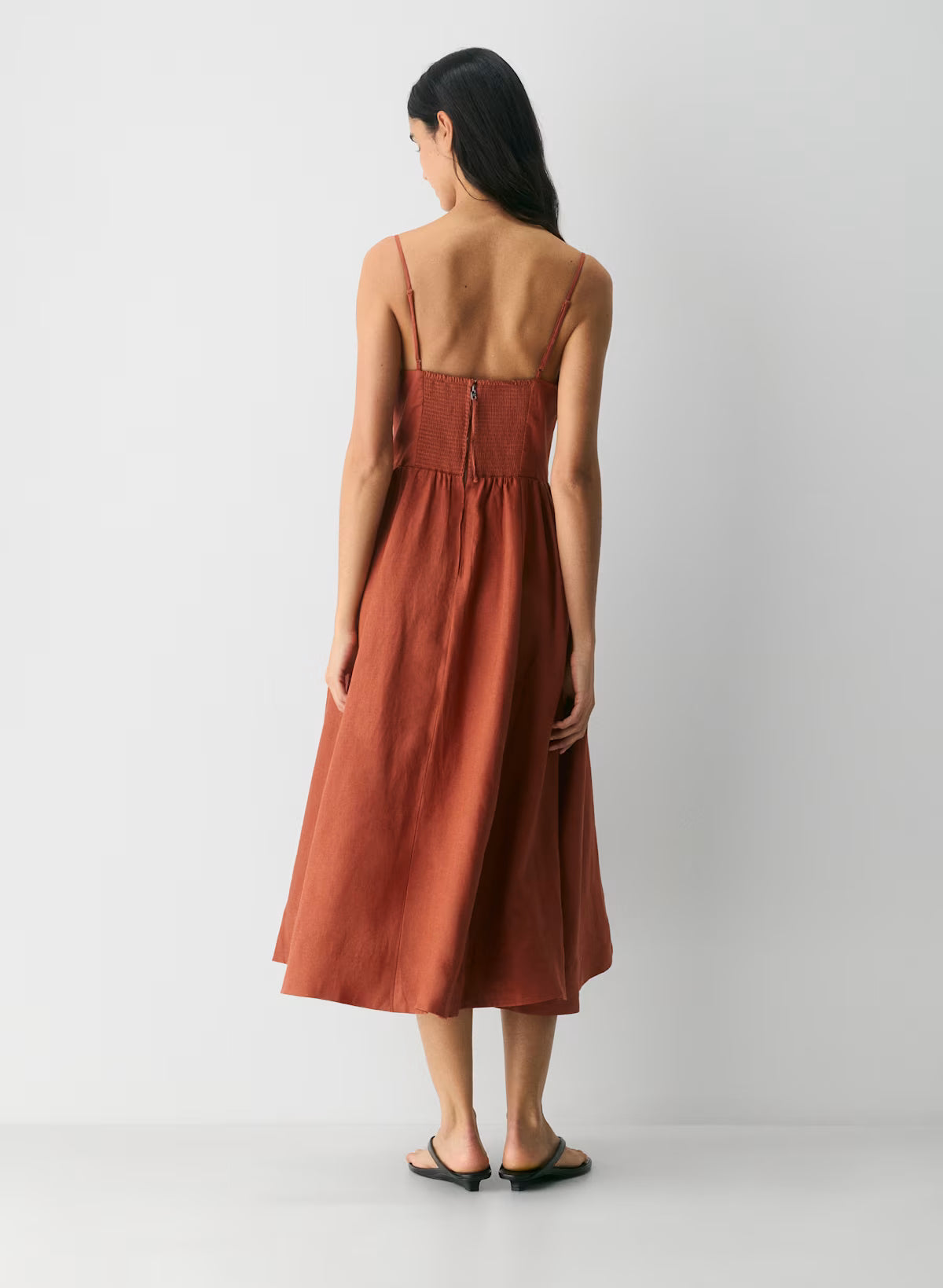V-neck linen maxi dress