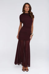 Effortless Theory Mesh Maxi Dress Burgundy