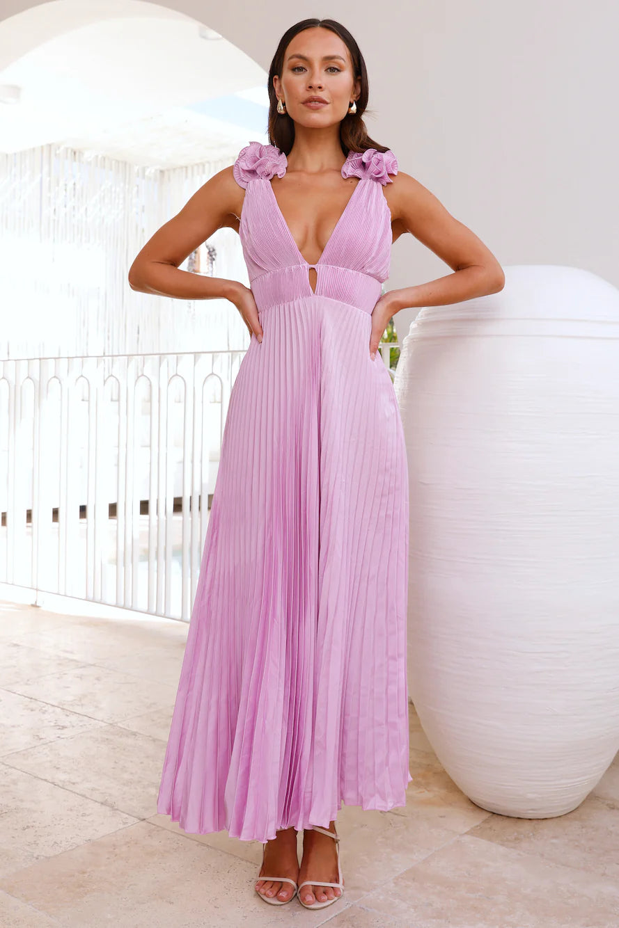 Something Special Satin Midi Dress Lilac