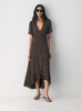 Crepe midi wrap dress with polka-dot pattern