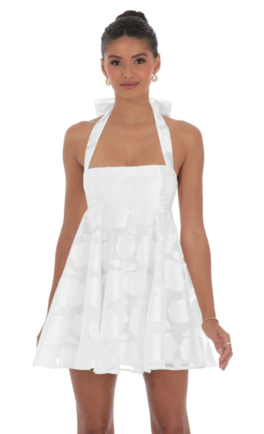 Floral Flare Babydoll Dress in Cream